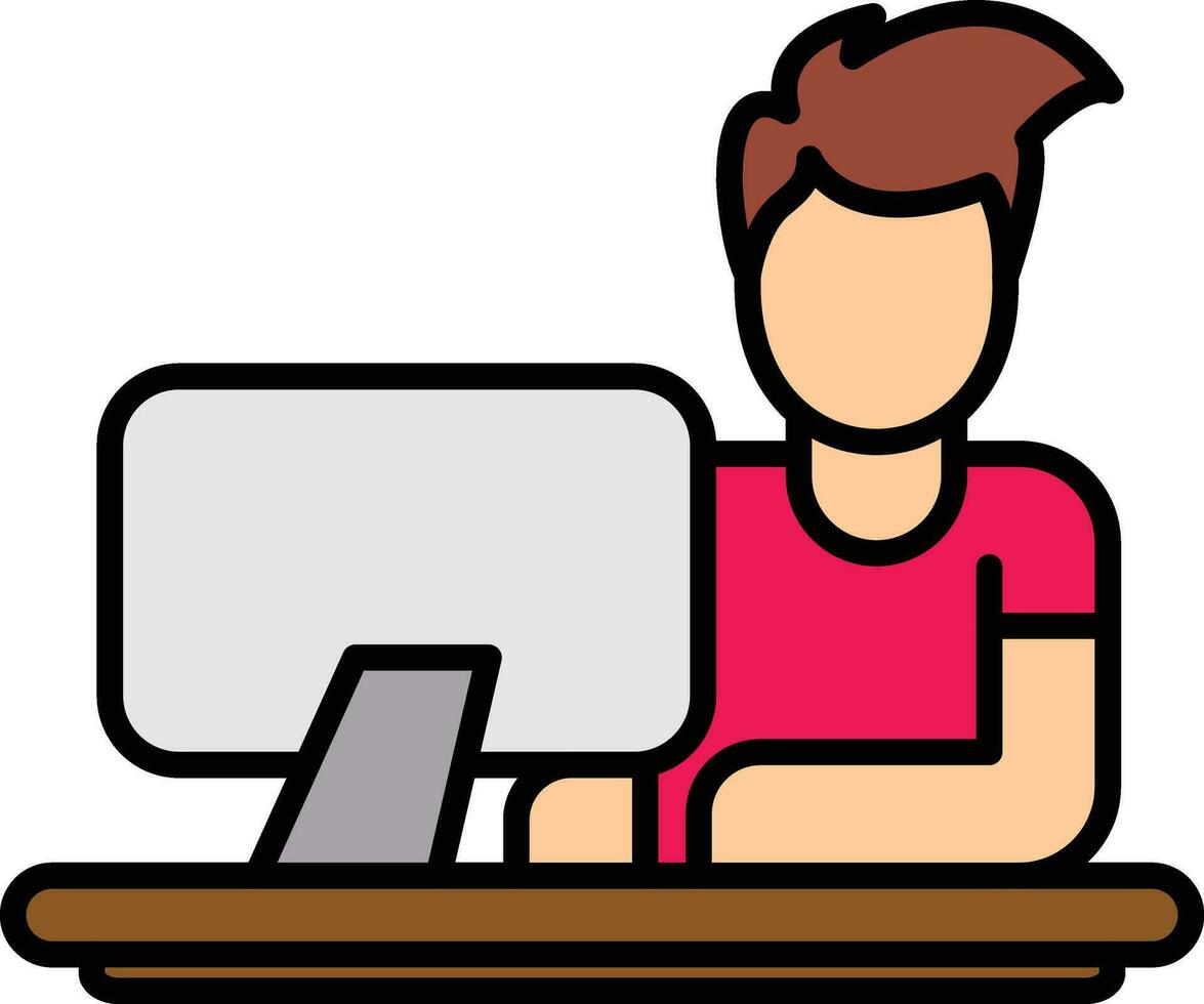 Working on Computer Vector Icon