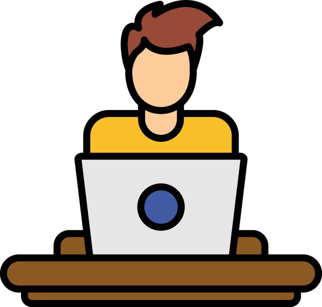 Man Working at Home Vector Icon