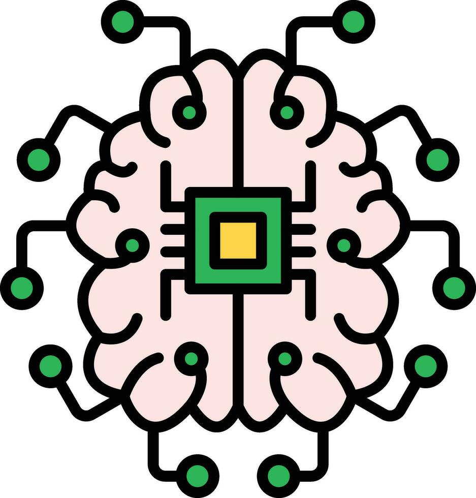 Brain Circuit Vector Icon