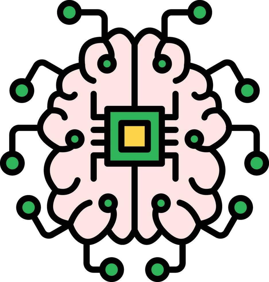 cerebro circuito vector icono