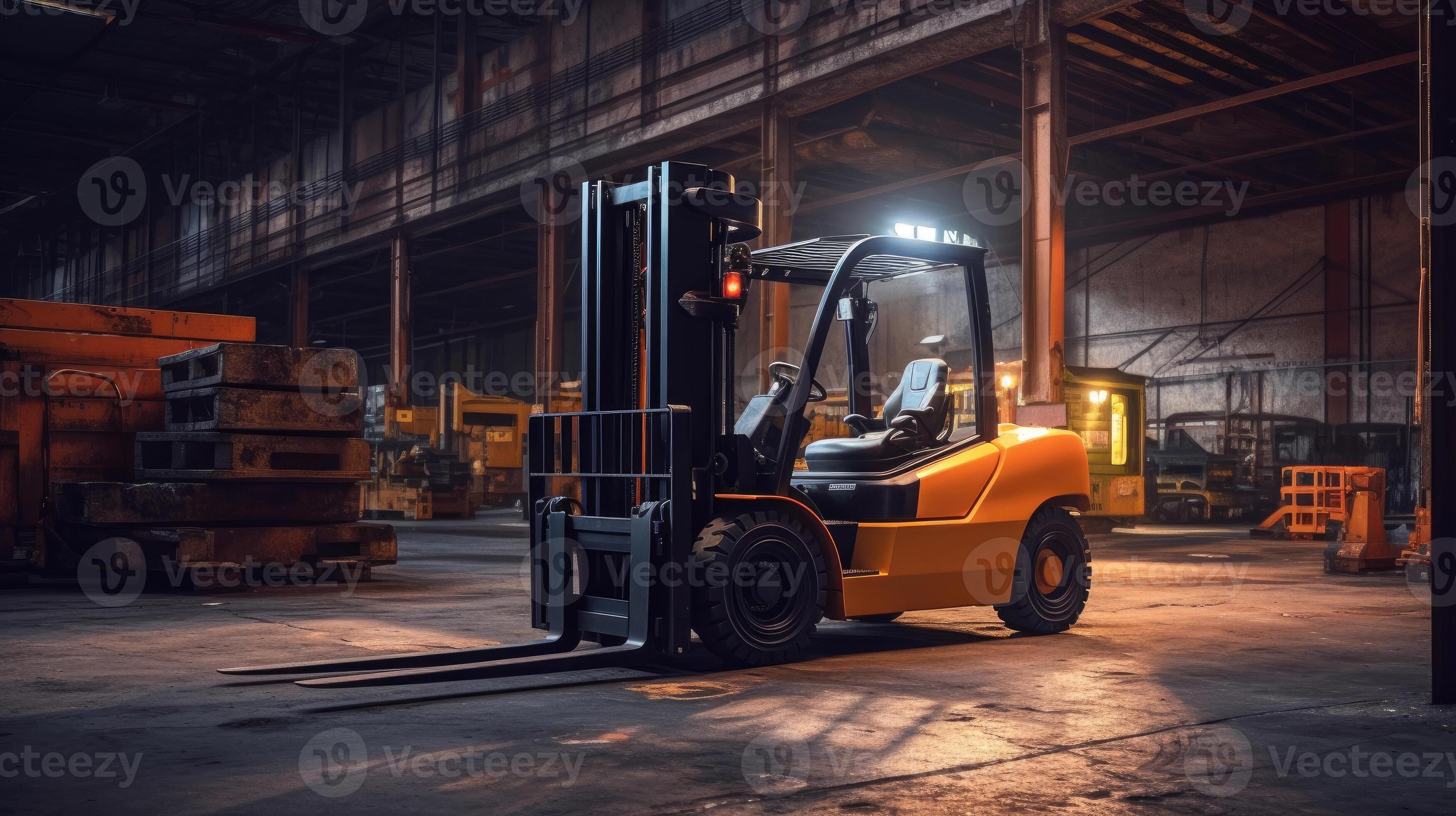 A forklift lifting in industrial plant. Generative Ai 30387357 Stock