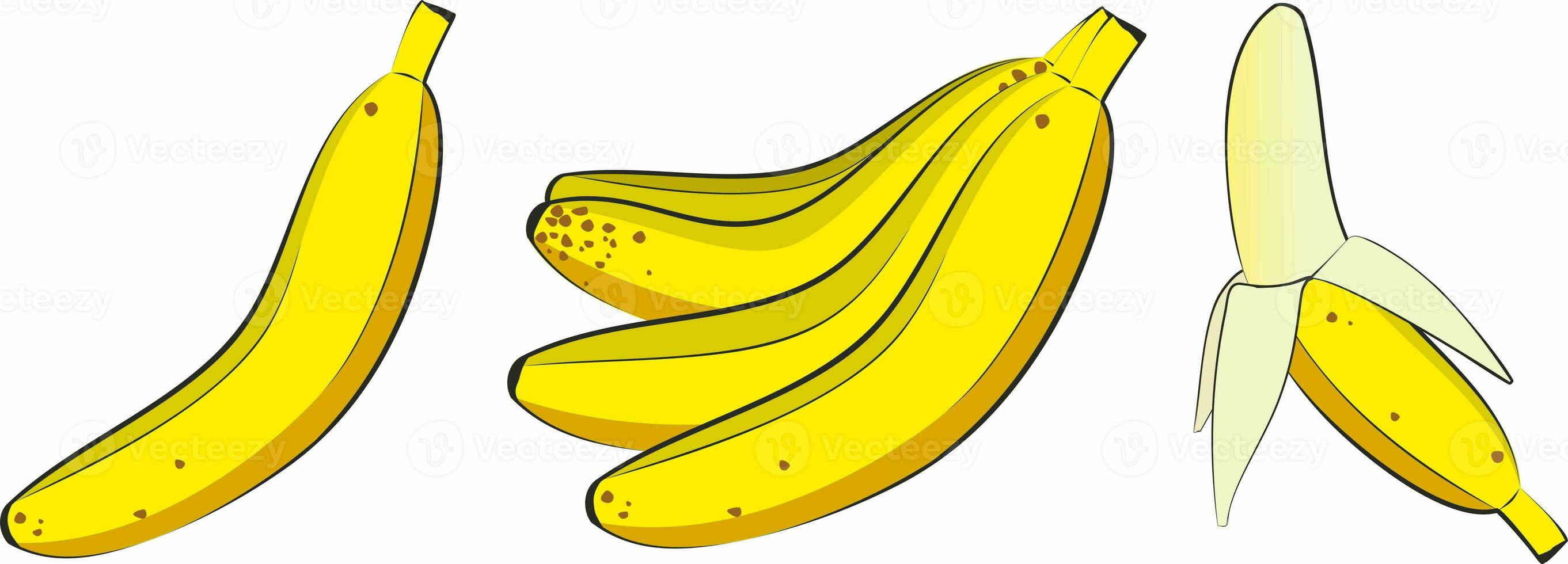 Vector banana set pack clip art illustration collection. photo