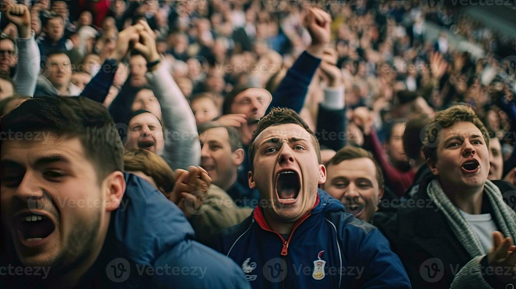 francés admirador, emociones abrumar. partidarios animar en blanqueador. generativo ai foto