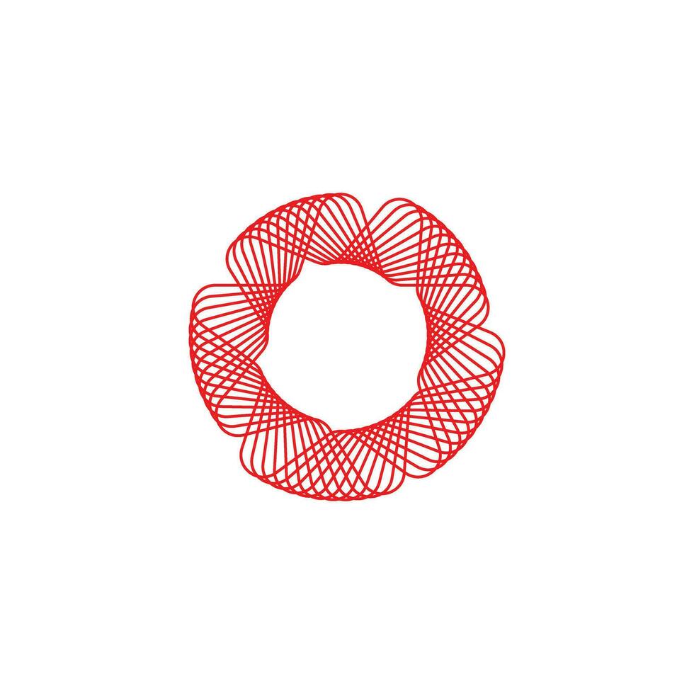 simple abstract geometric red color flower wavy pattern vector