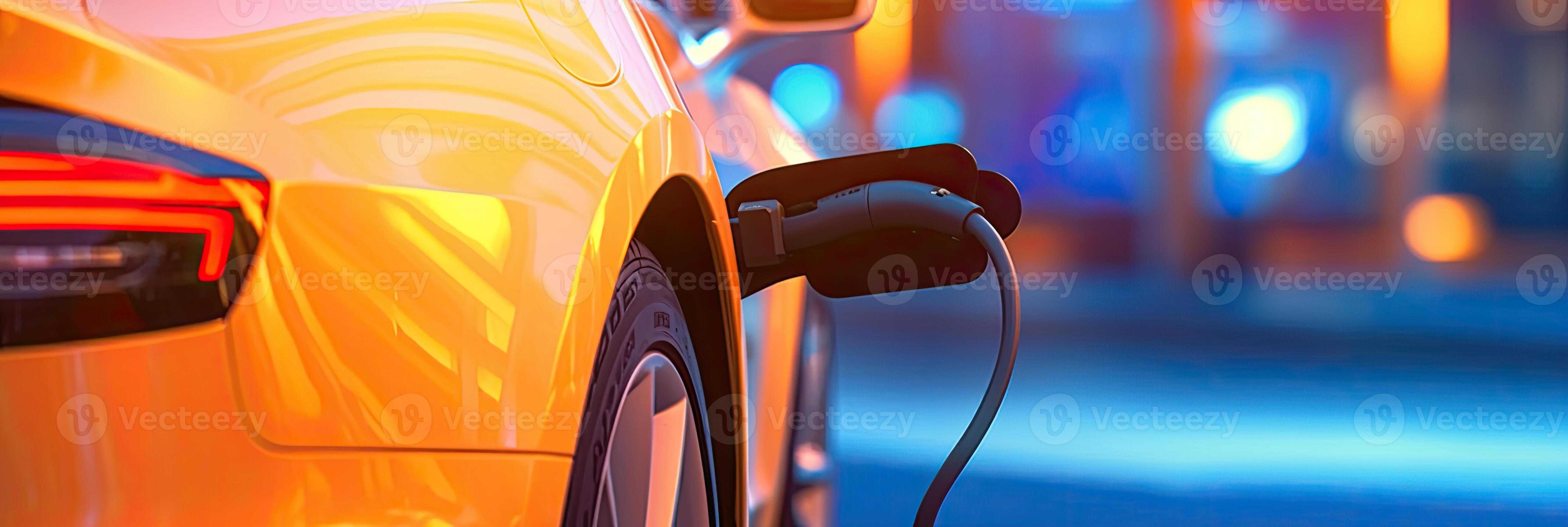 EV car charging station for electric car. Power supply connected to