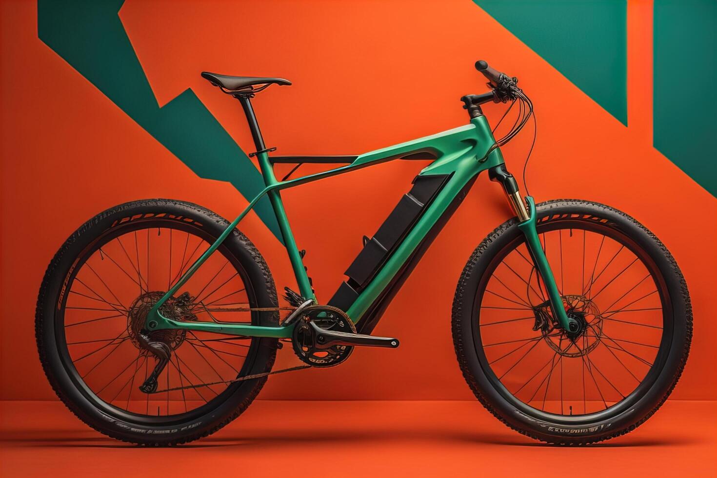 Mountain bike on a colored background. photo