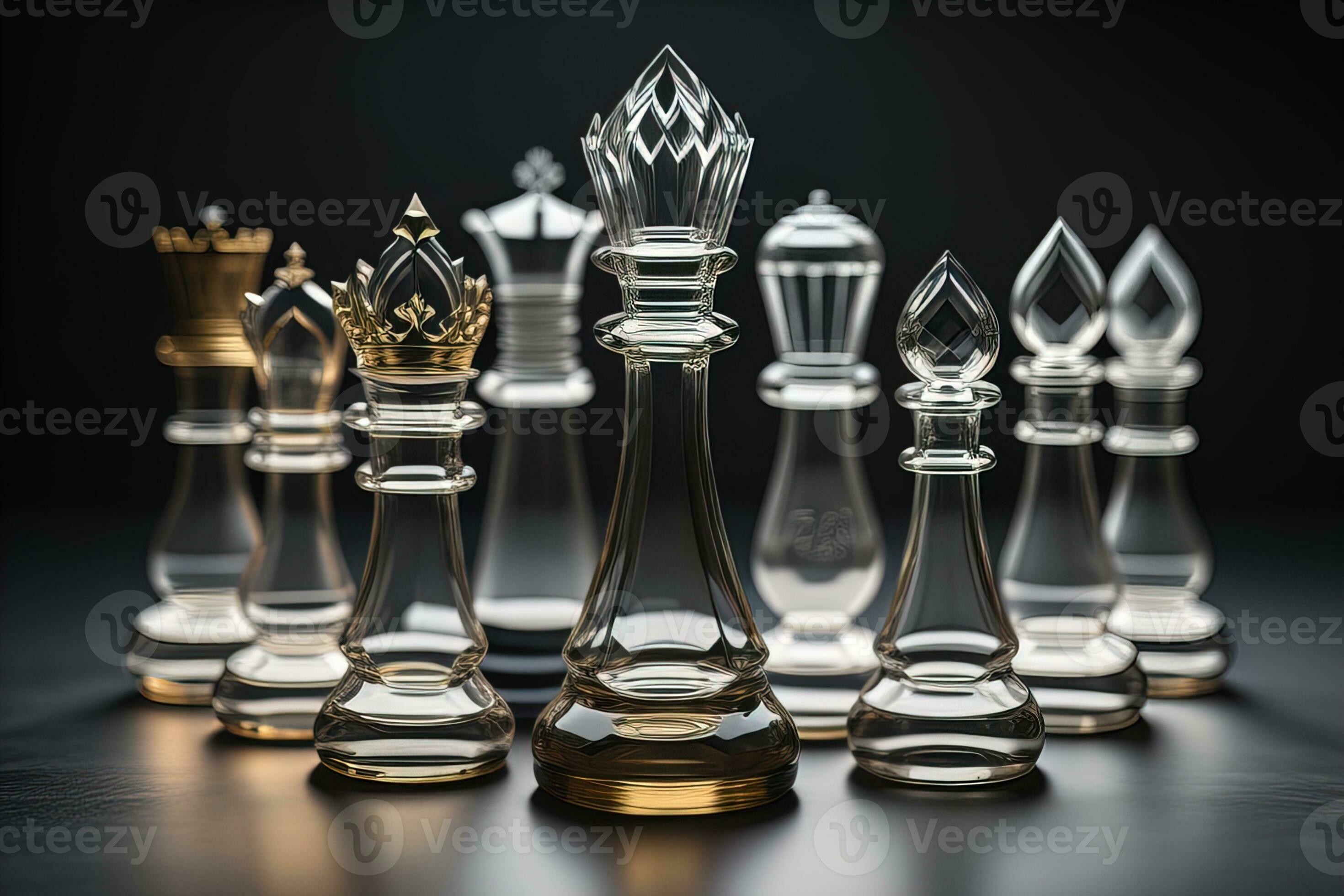 glass chess pieces on a dark background, the concept of business strategy.  ai generative 27066020 Stock Photo at Vecteezy