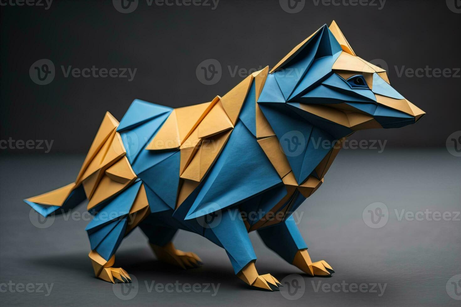 Paper origami animal isolated on solid color background. ai generative photo