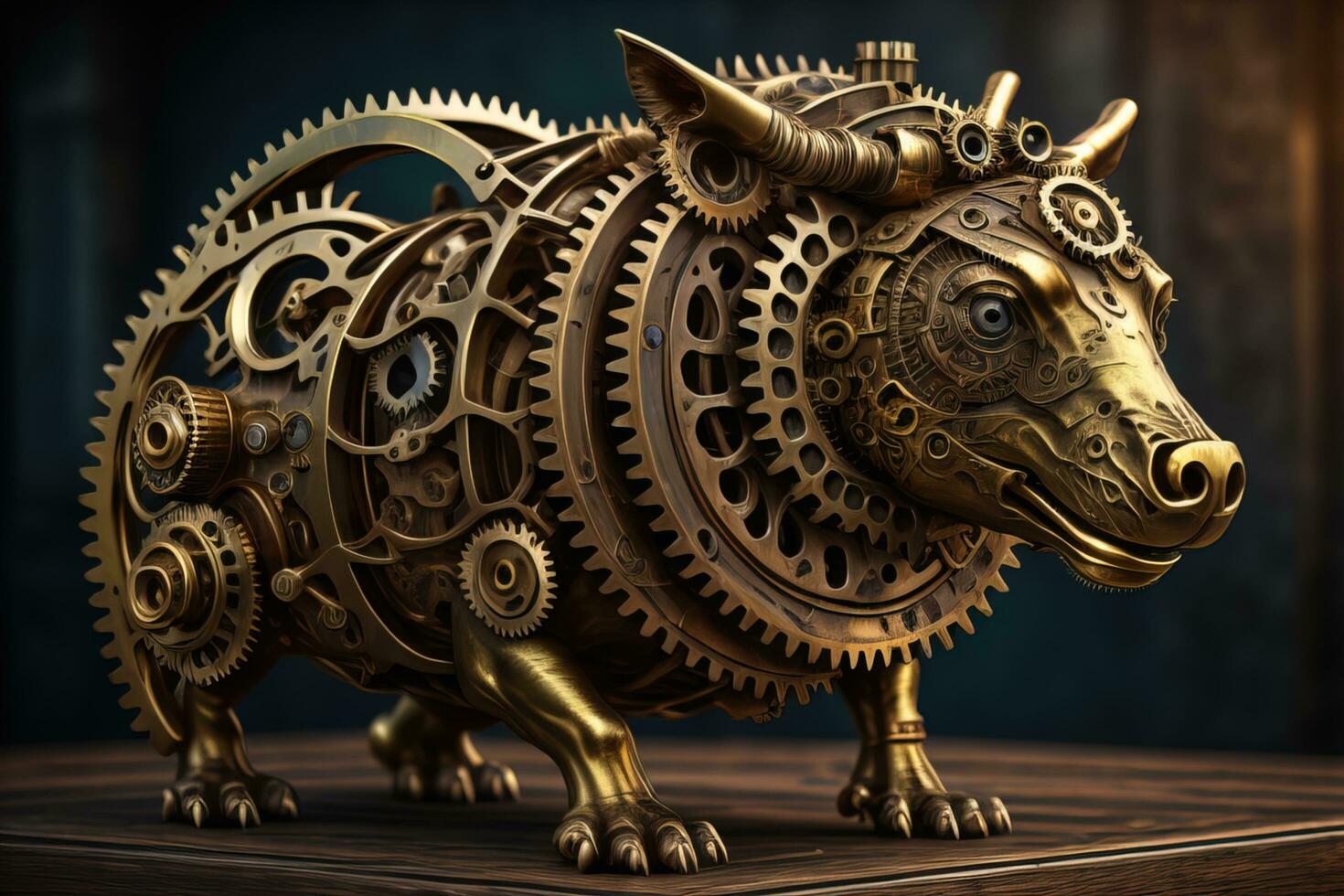 Steampunk mechanism with gears and cogwheels. ai generative photo