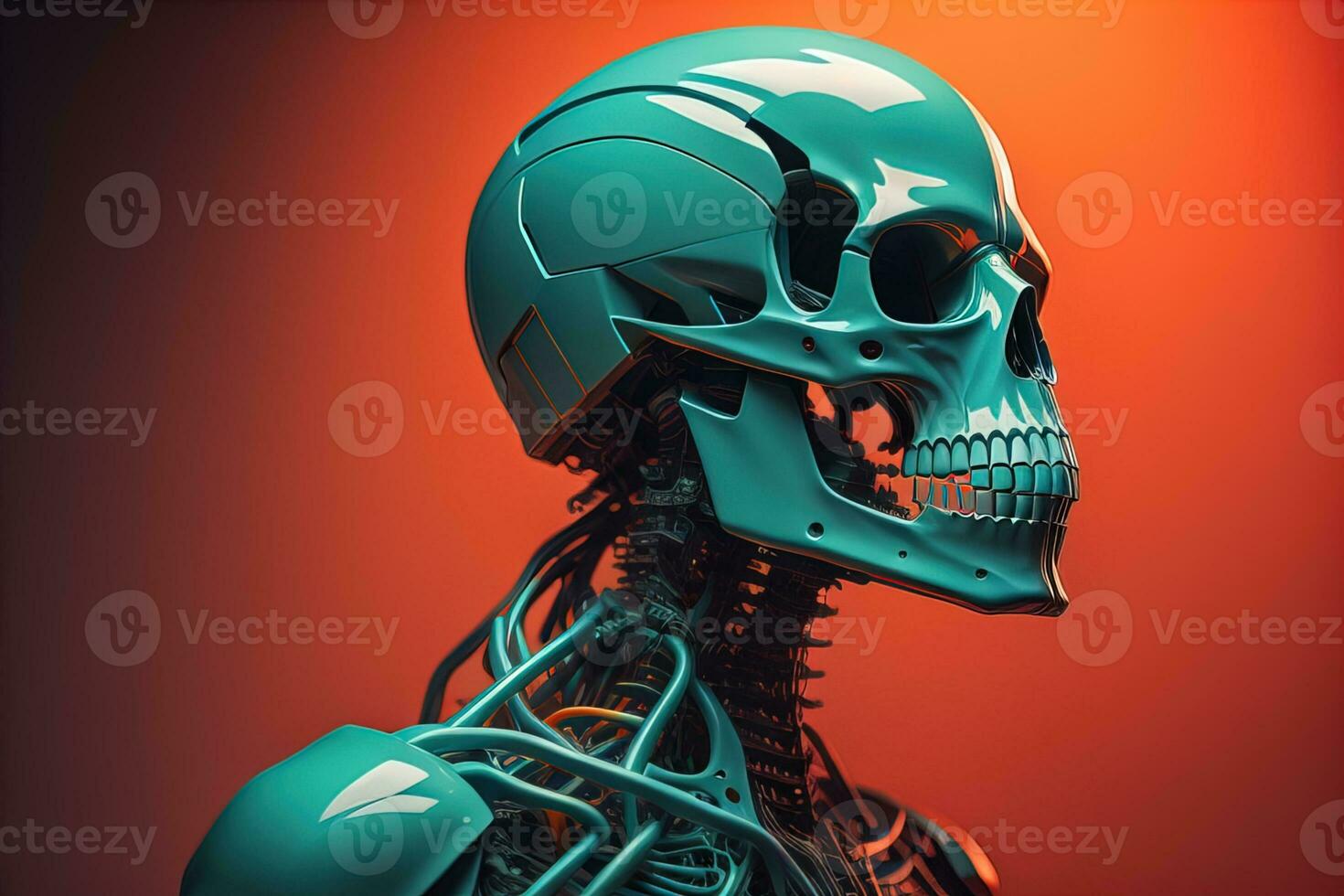 a human skeleton on a solid color background. ai generative photo