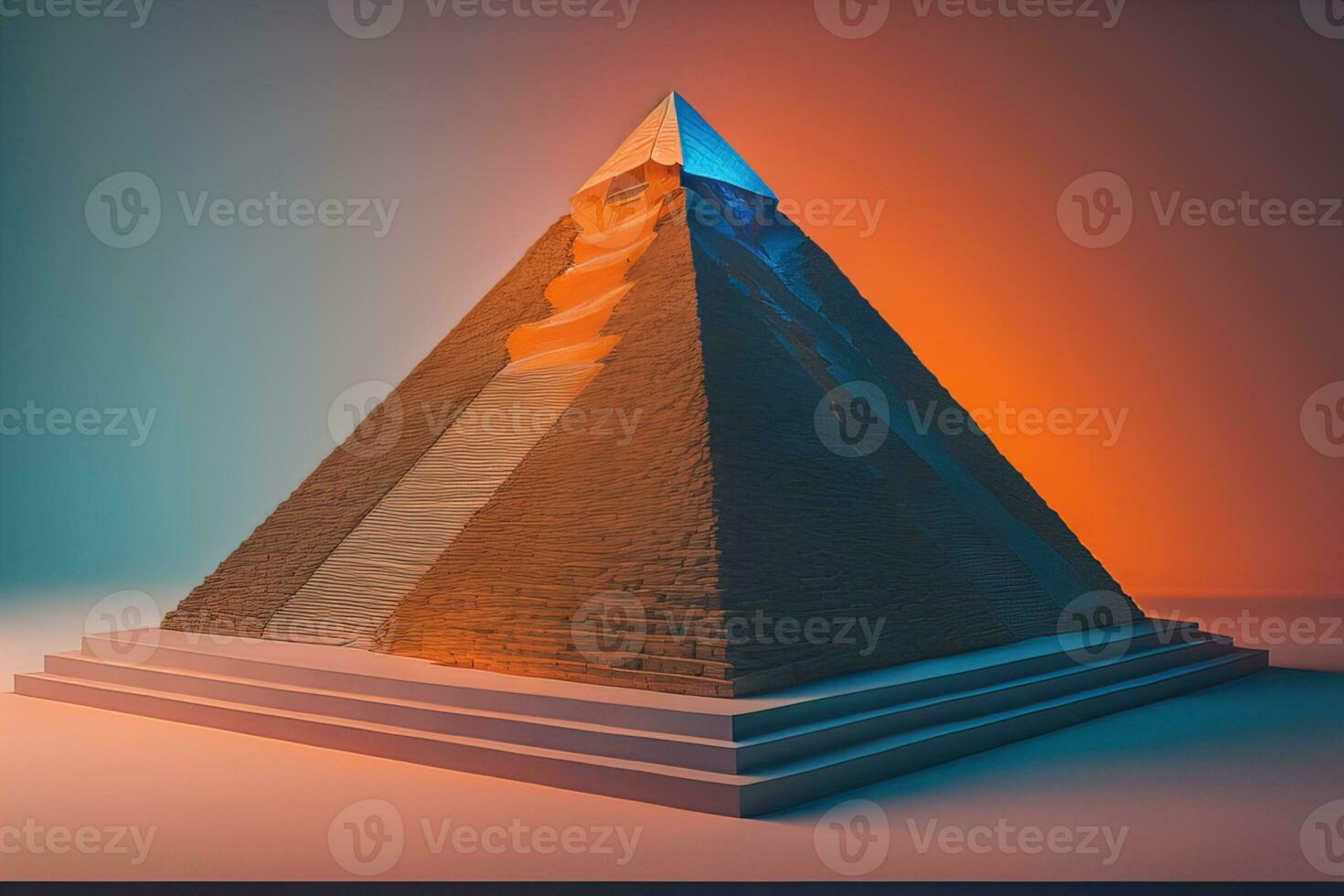 Creative and colorful pyramid on a solid color background. ai generative photo