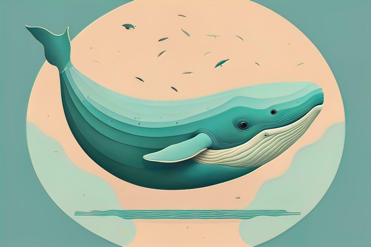Blue whale isolated on a solid clor background. ai generative photo