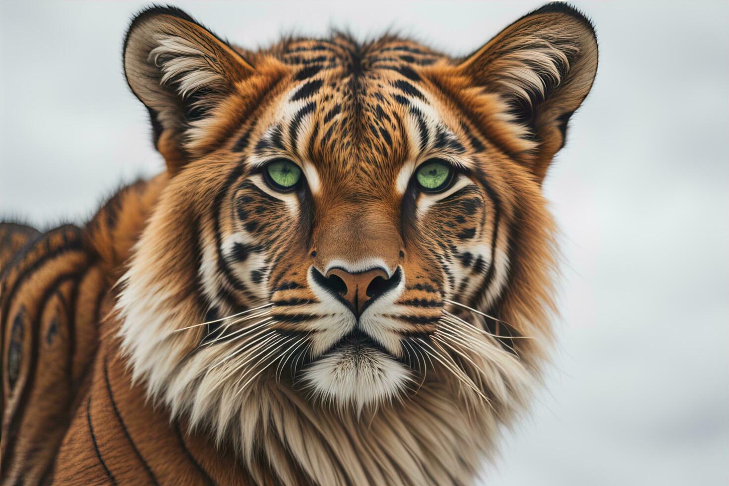 Portrait of a tiger on a solid color background. Close-up. ai generative photo