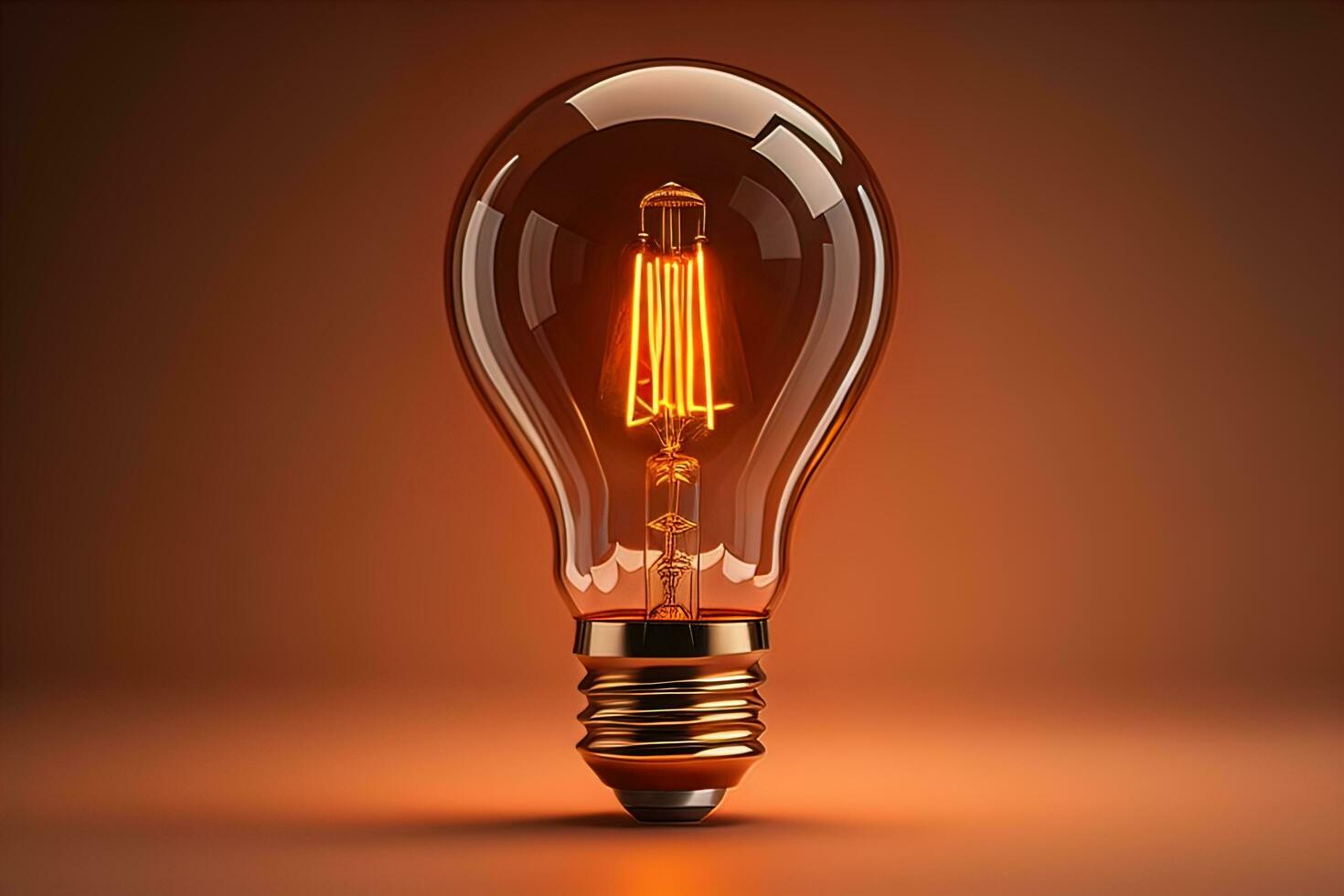 Glowing glass light bulb on dark background. ai generative photo