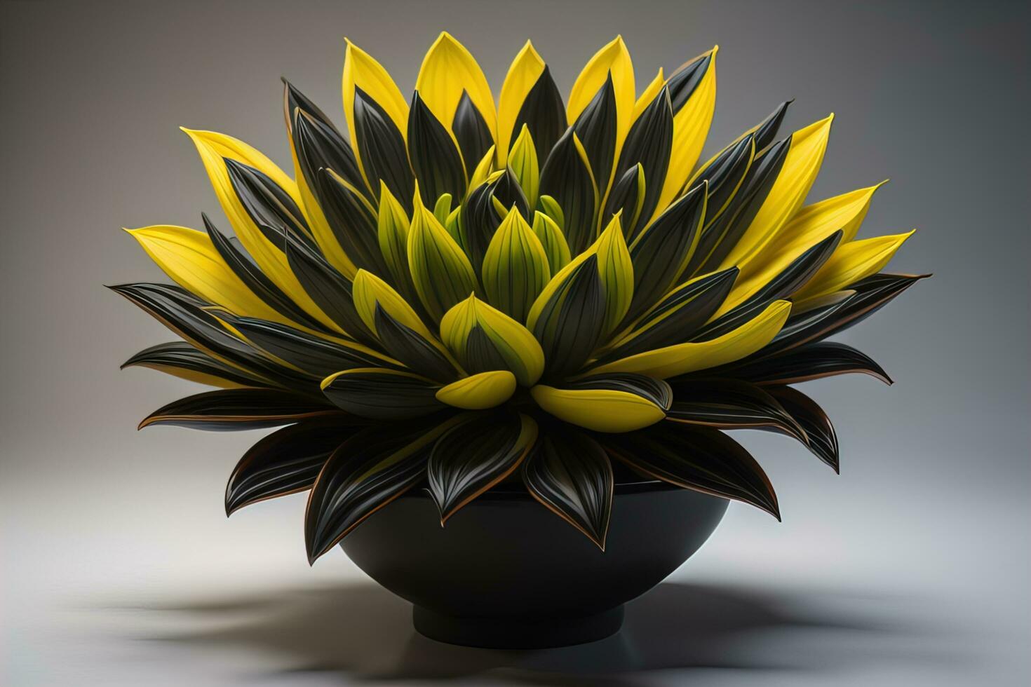 Flowers in a pot on a solid color background. ai generative photo