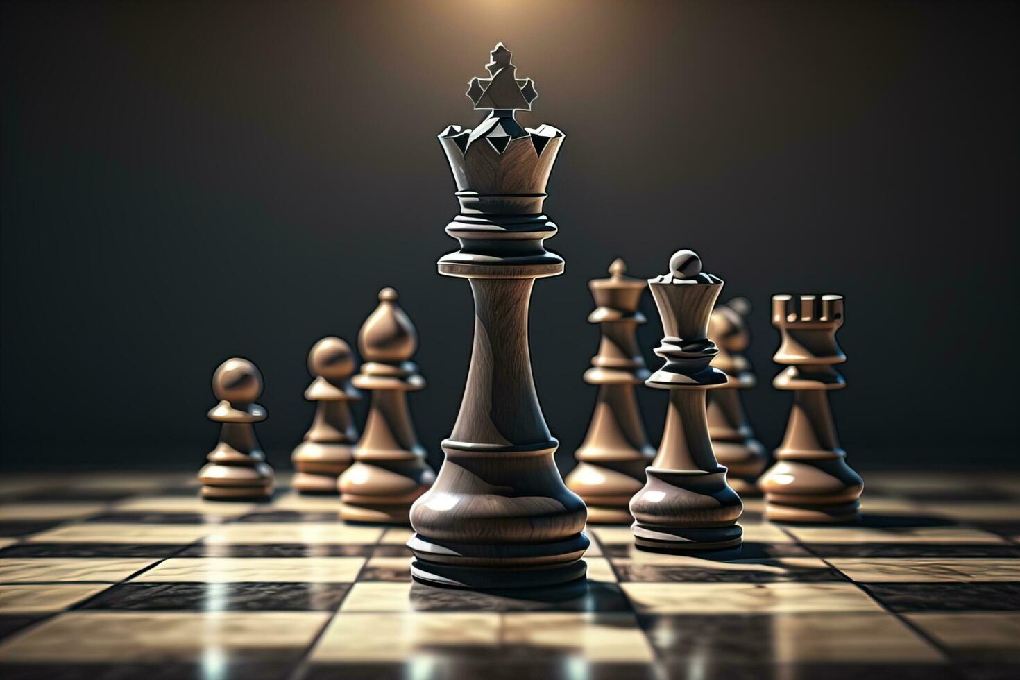 Different chess piece on a solid color background. ai generative photo