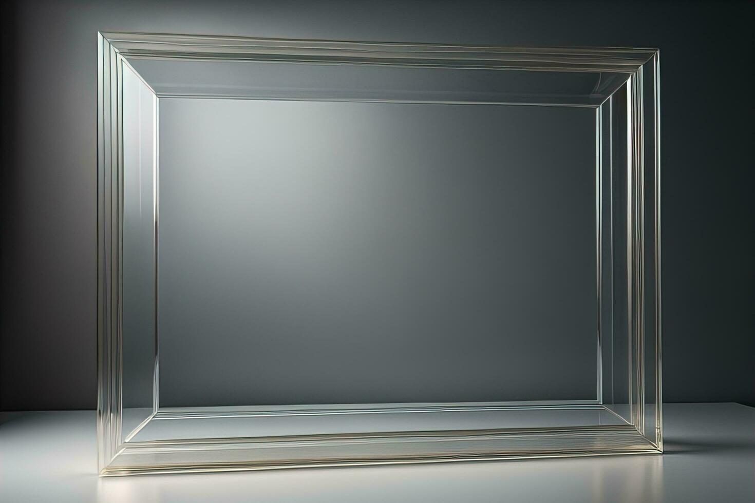 Glass picture frame on a solid color background. ai generative photo