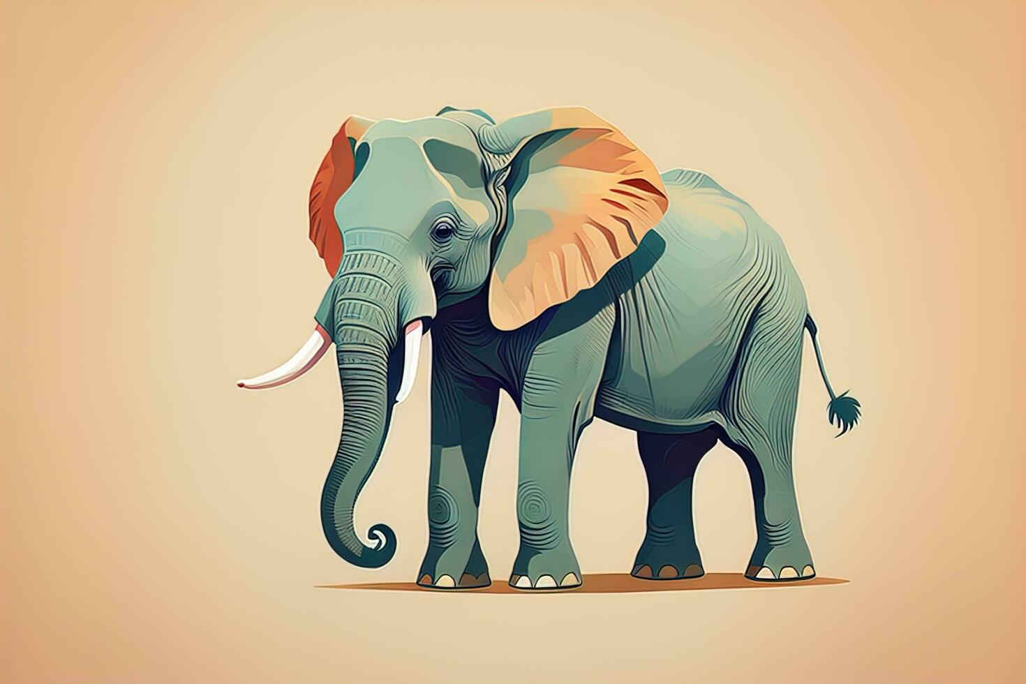 Vector illustration of an elephant. Isolated on a solid color background. ai generative photo