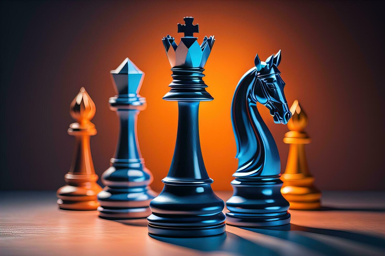 Different chess piece on a solid color background. ai generative photo
