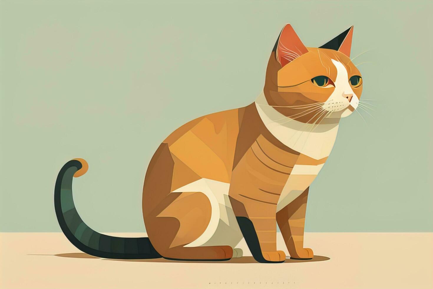 Cute cat sitting on the floor. Vector illustration in retro style. ai generative photo