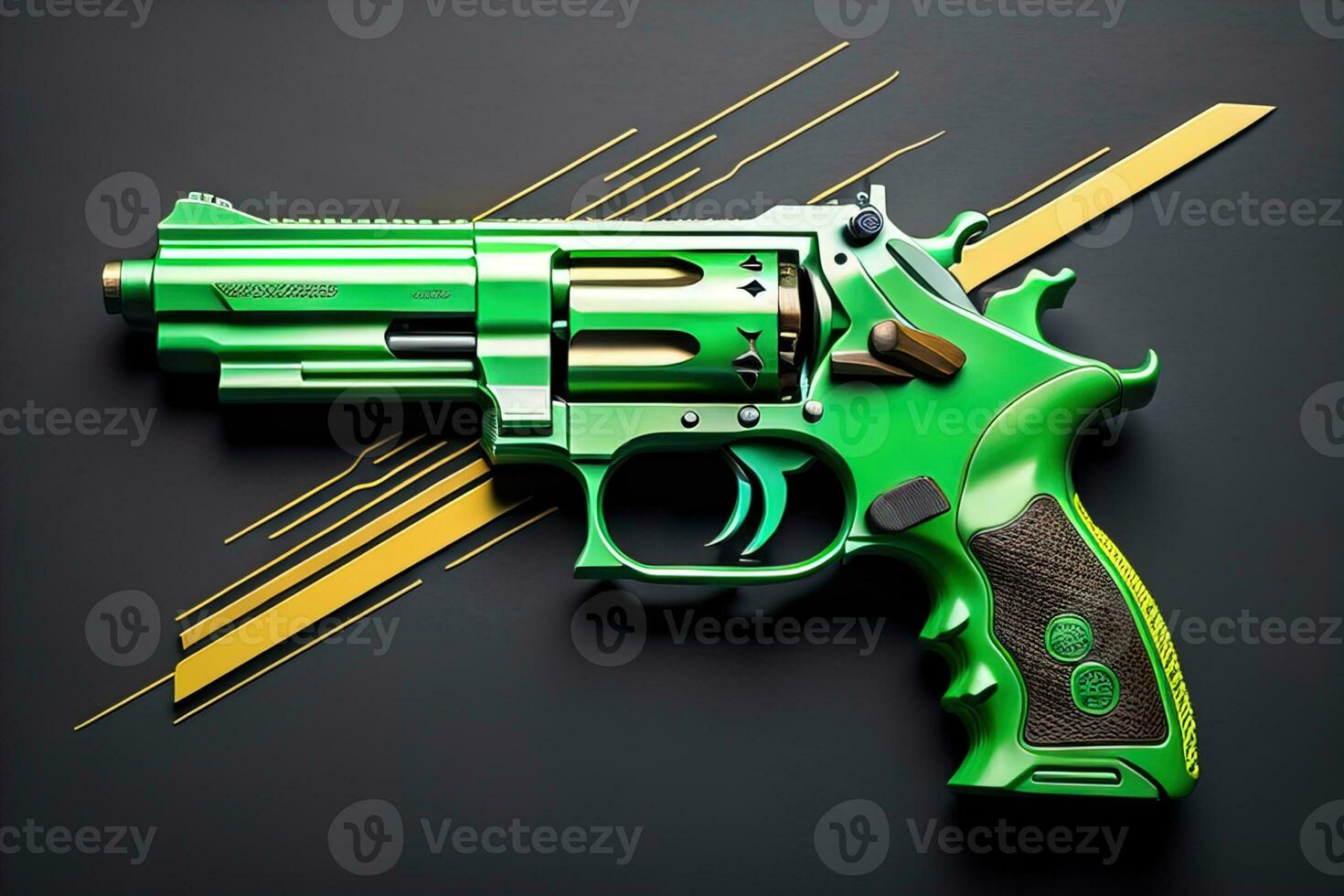 Semi-automatic handgun on a solid color background. Close-up. ai generative photo