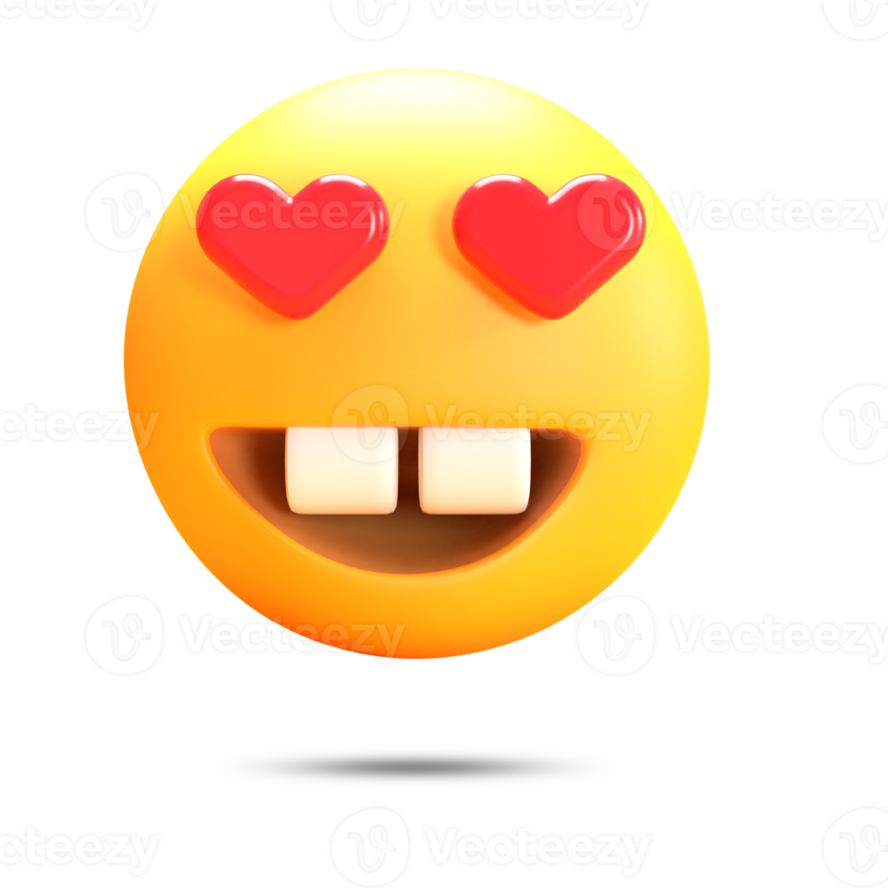 realistic 3d rendering love hearts eyes emoji png