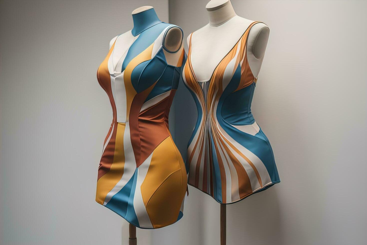 Women's dress on a mannequin in a fashion store. ai generative photo