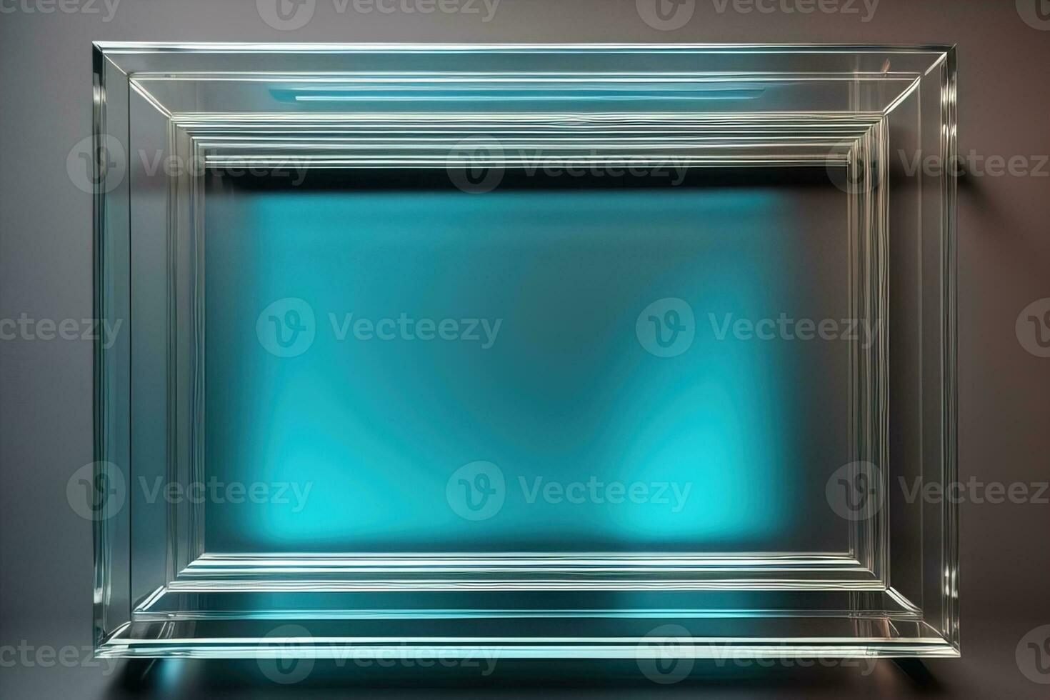 Glass picture frame on a solid color background. ai generative photo