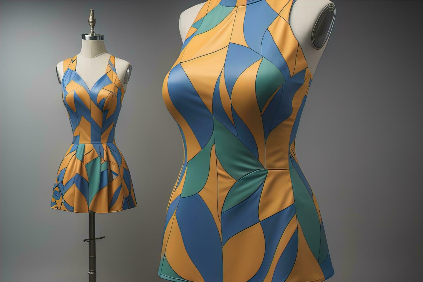 Women's dress on a mannequin in a fashion store. ai generative photo