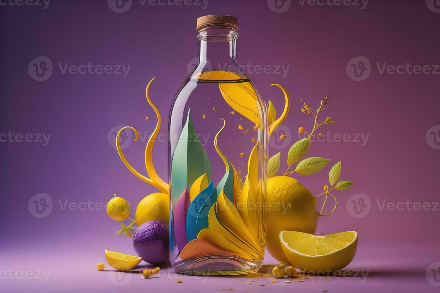 Bottle of water on solid color background. ai generative photo