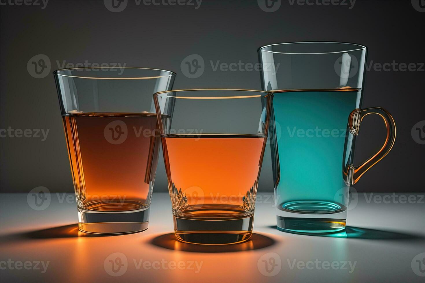 Glasses for different alcoholic beverages. ai generative photo