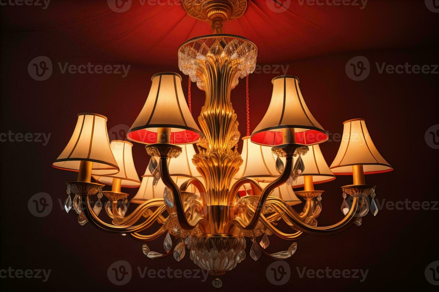 Luxury chandelier isolated on dark background. ai generative photo