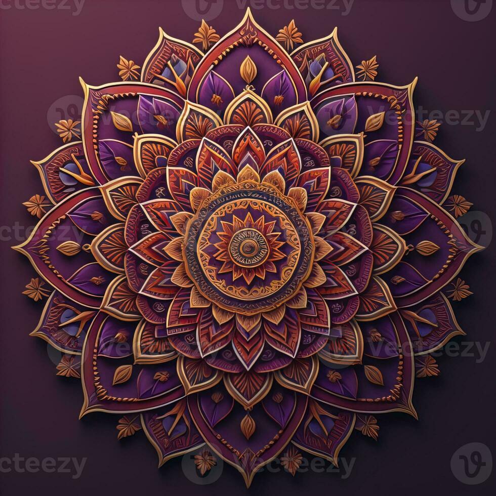 Mandala pattern. Vintage decorative elements. Hand drawn oriental background. ai generative photo