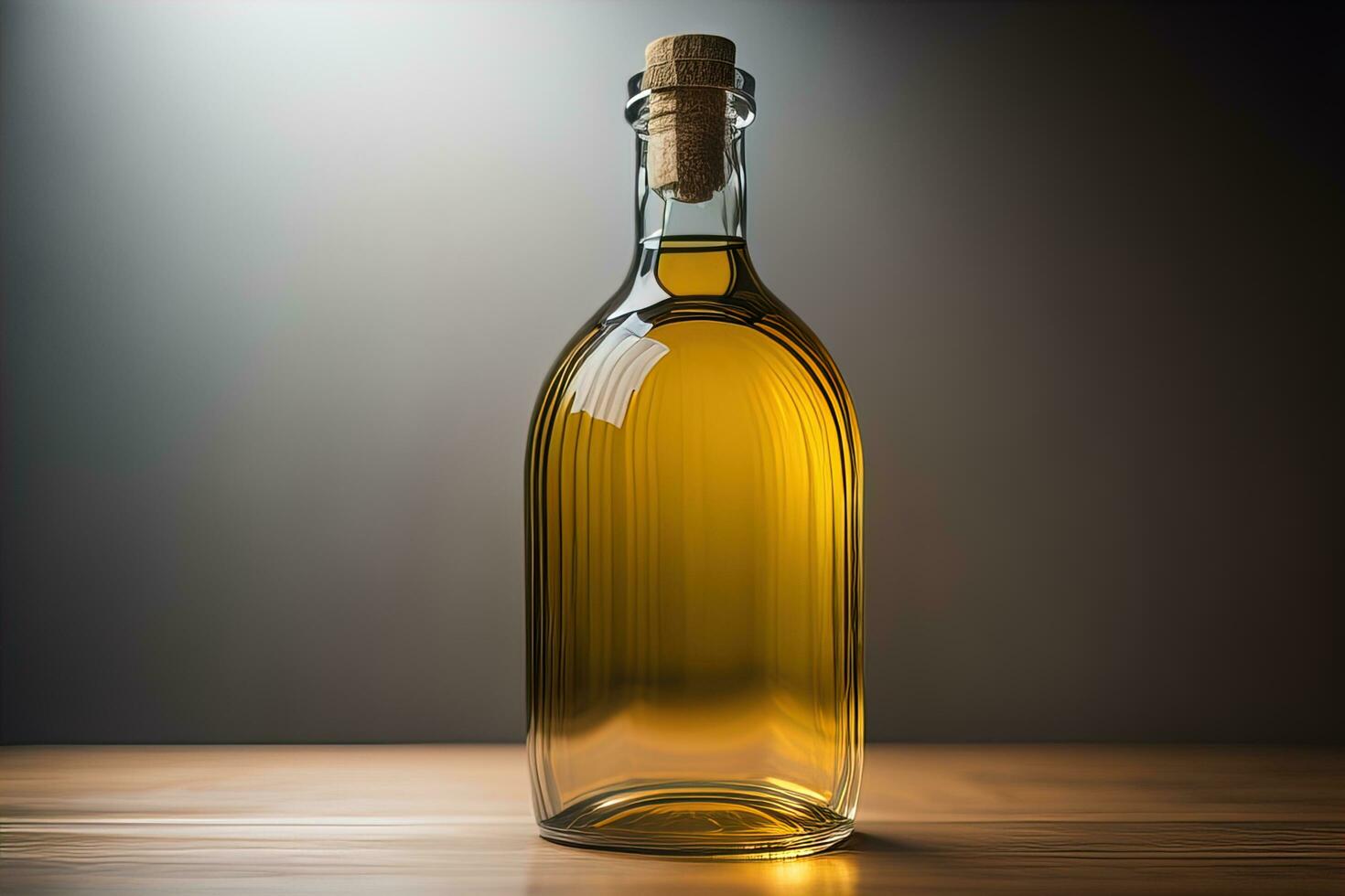 Bottle with a liquid on a solid color background. ai generative photo