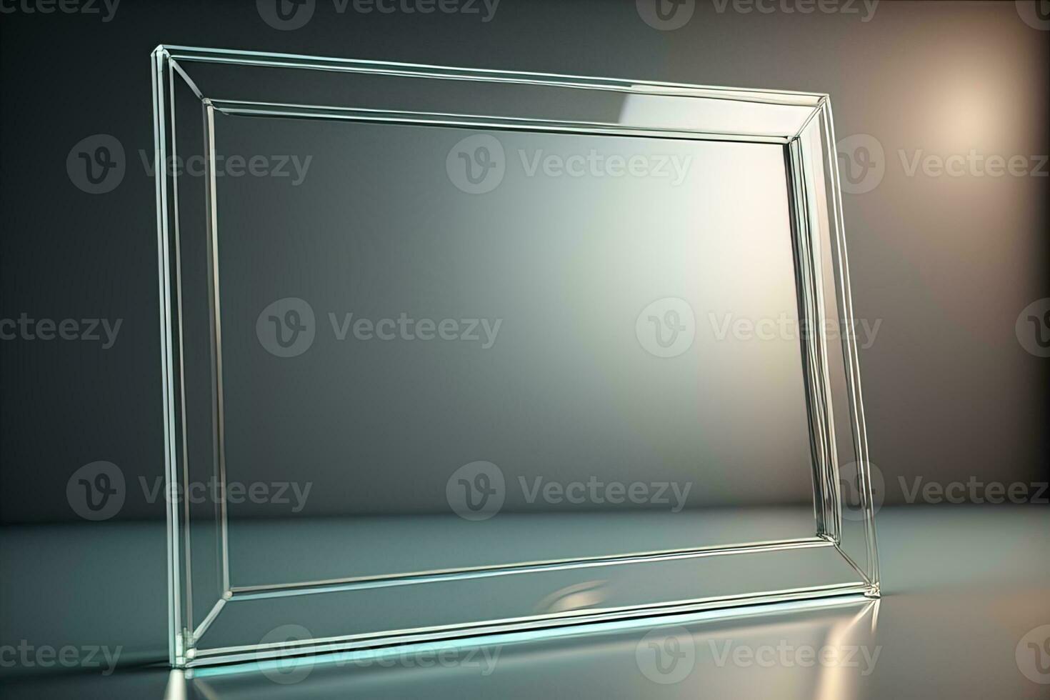 Glass picture frame on a solid color background. ai generative photo