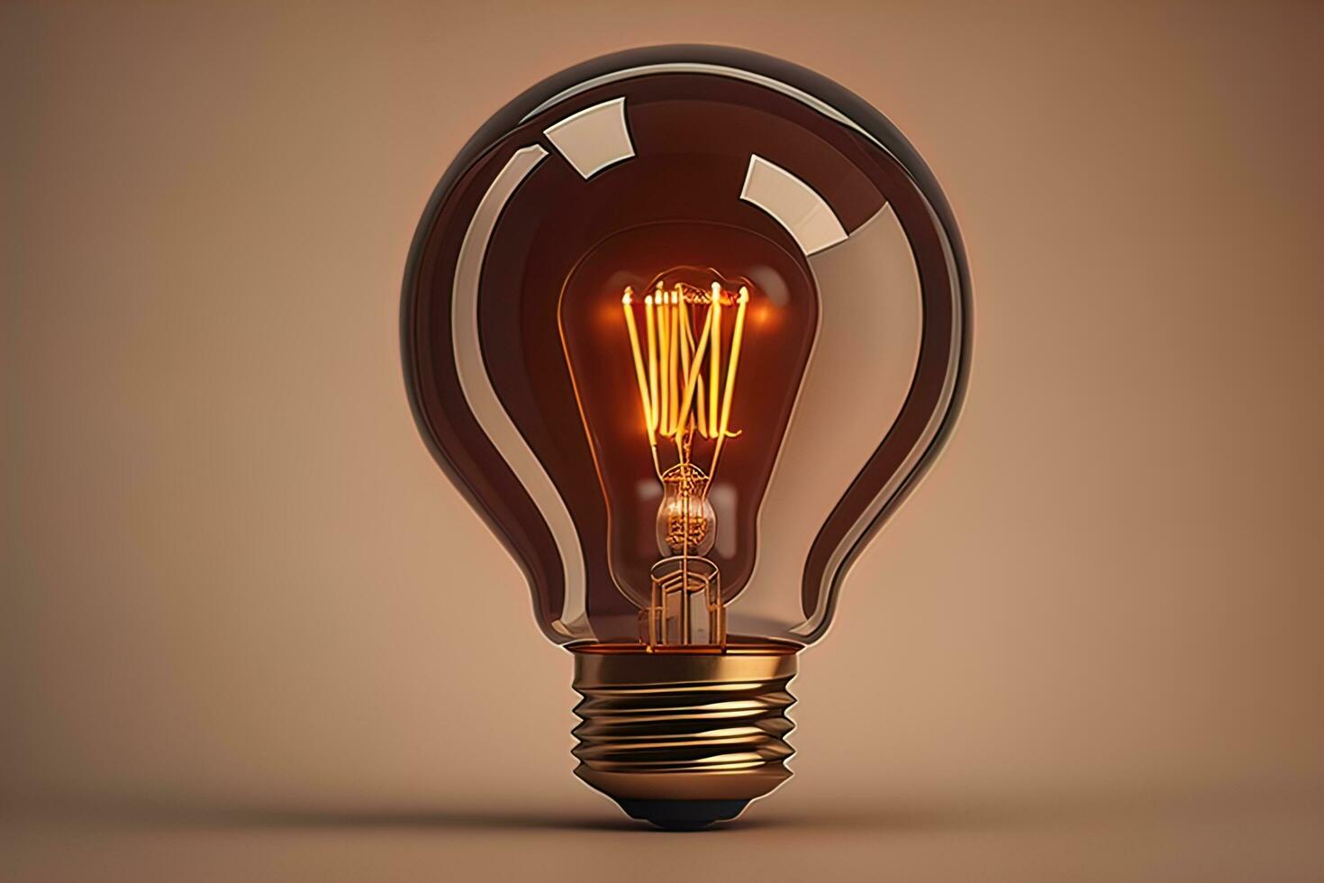 Glowing glass light bulb on dark background. ai generative photo