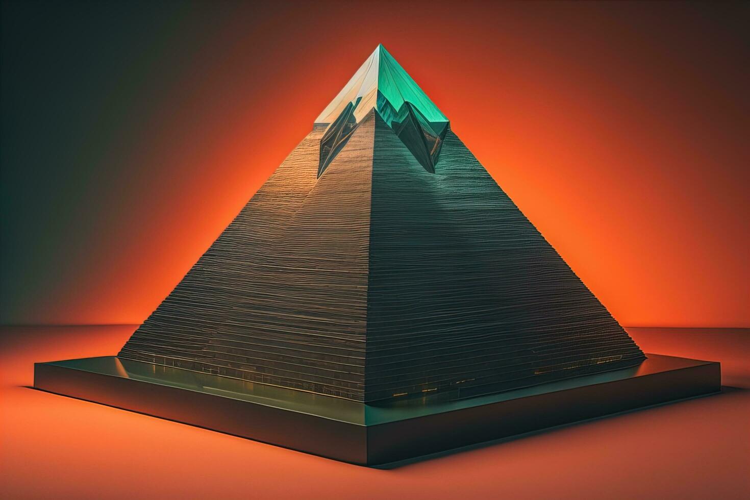 Creative and colorful pyramid on a solid color background. ai generative photo