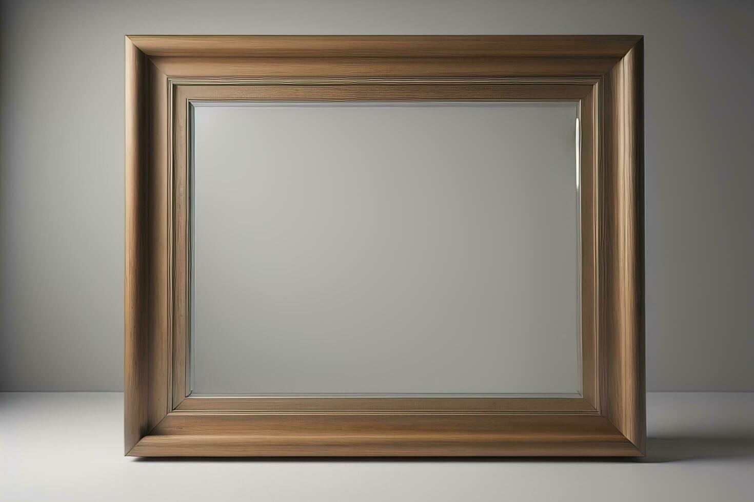 Glass picture frame on a solid color background. ai generative photo