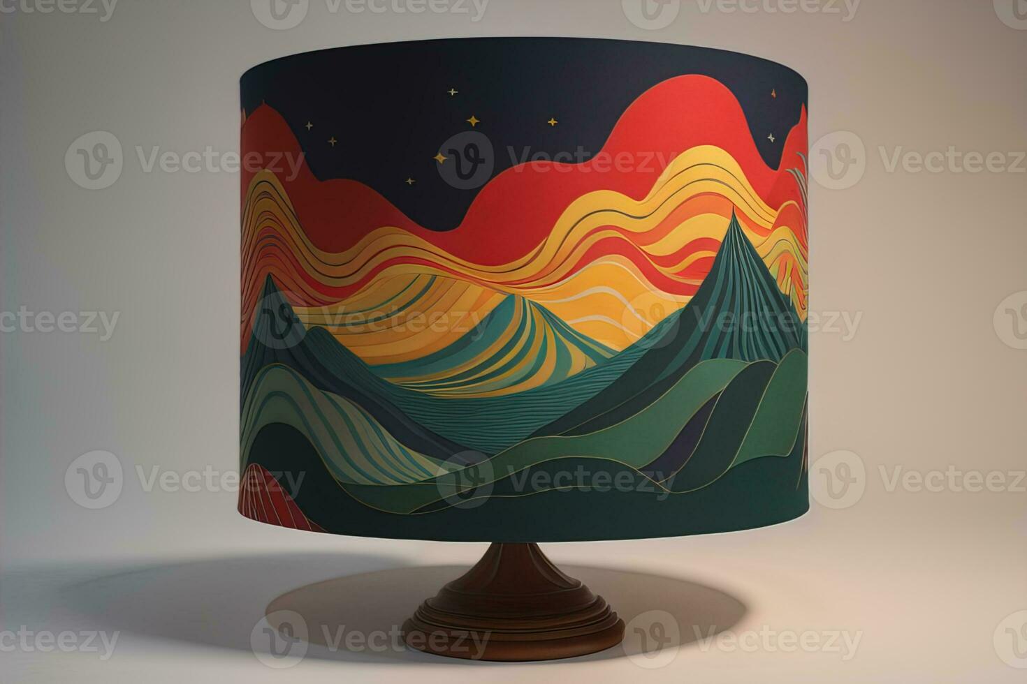 decorative table lamp on solid color background. ai generative photo