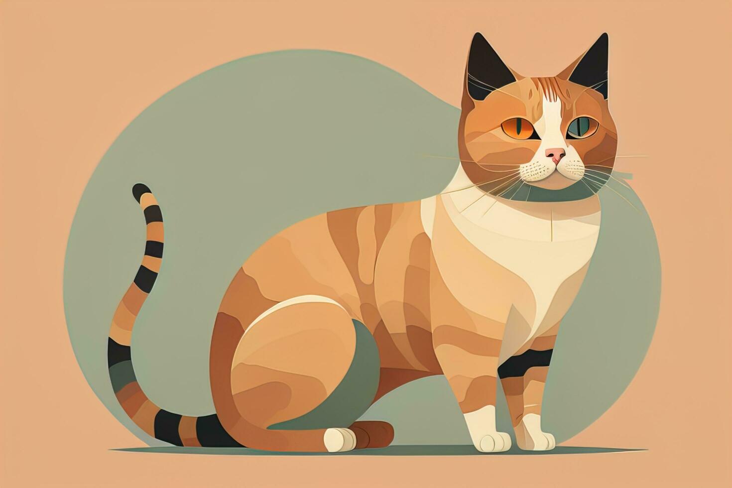 Cute cat sitting on the floor. Vector illustration in retro style. ai generative photo