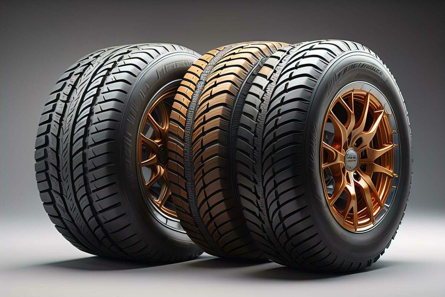 Car tires on a solid color background. ai generative photo