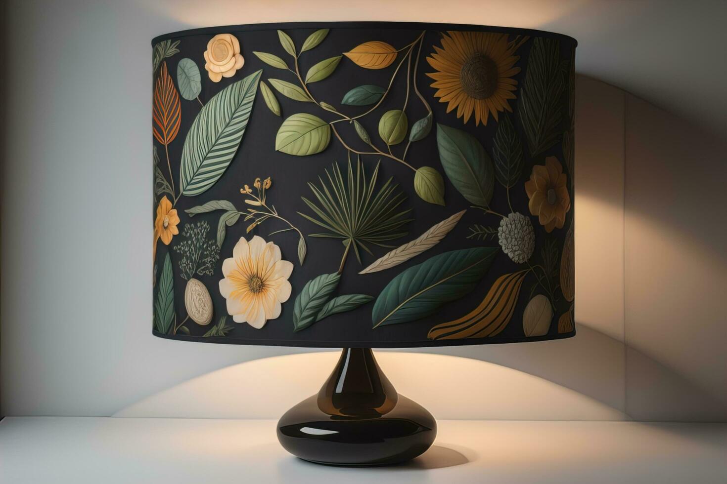 decorative table lamp on solid color background. ai generative photo