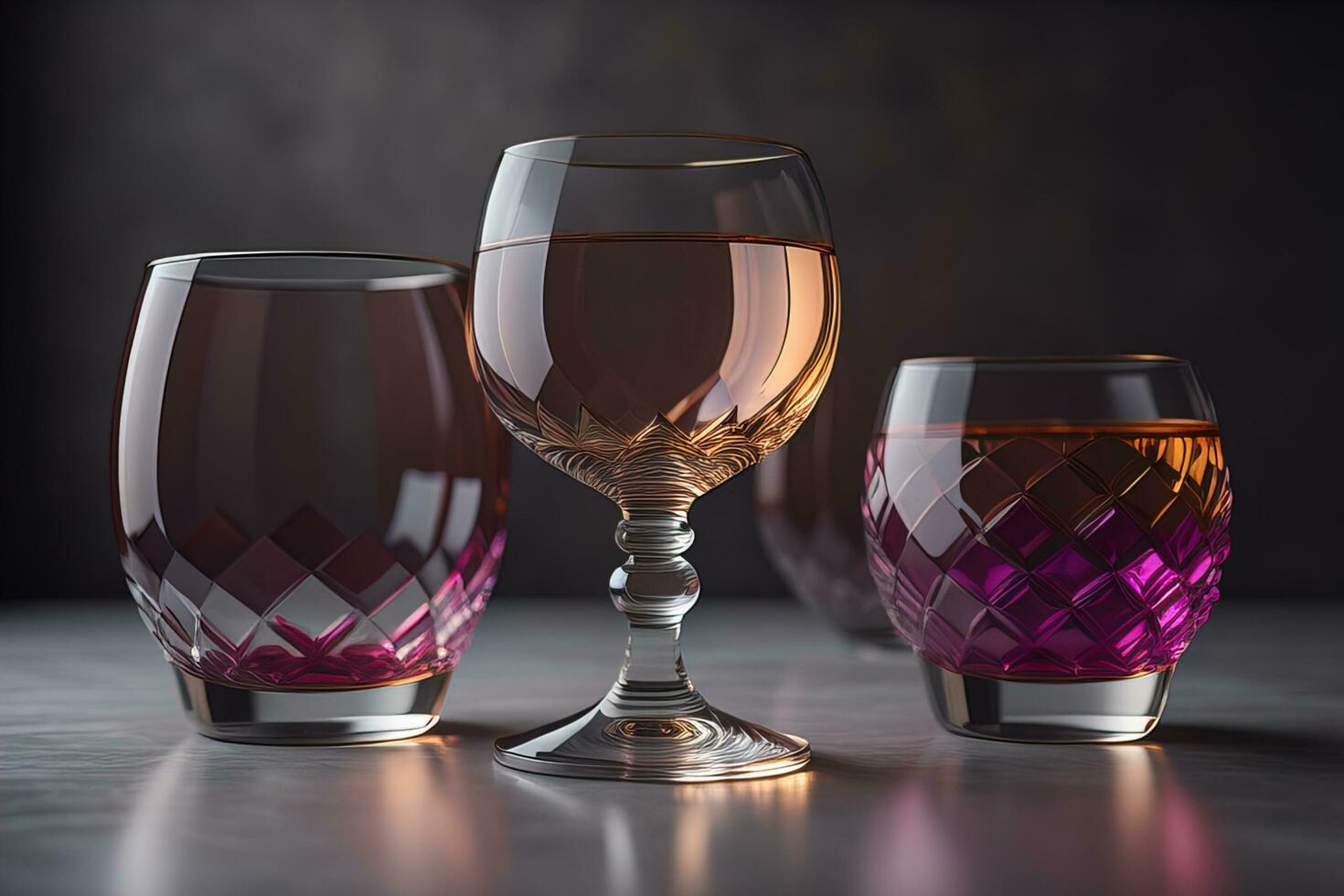 Glasses for different alcoholic beverages. ai generative photo