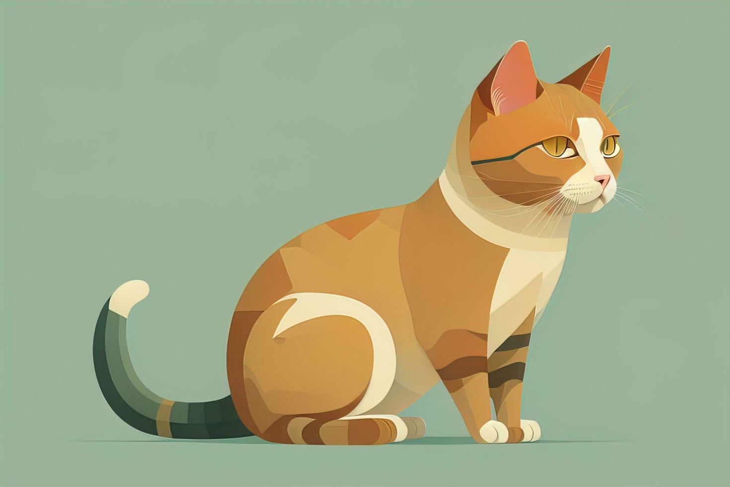 Cute cat sitting on the floor. Vector illustration in retro style. ai generative photo