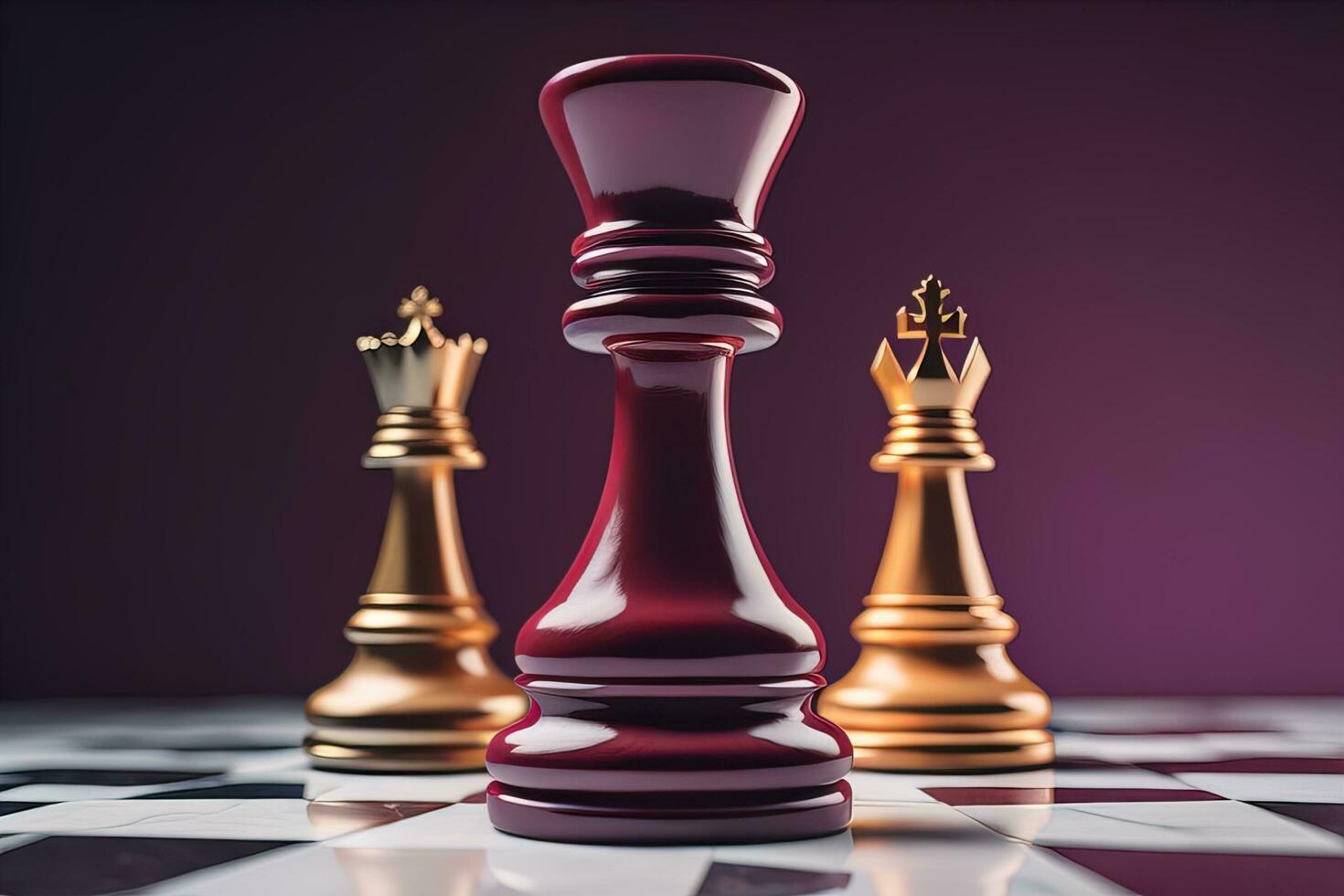 Different chess piece on a solid color background. ai generative photo