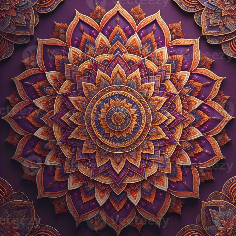 Mandala pattern. Vintage decorative elements. Hand drawn oriental background. ai generative photo