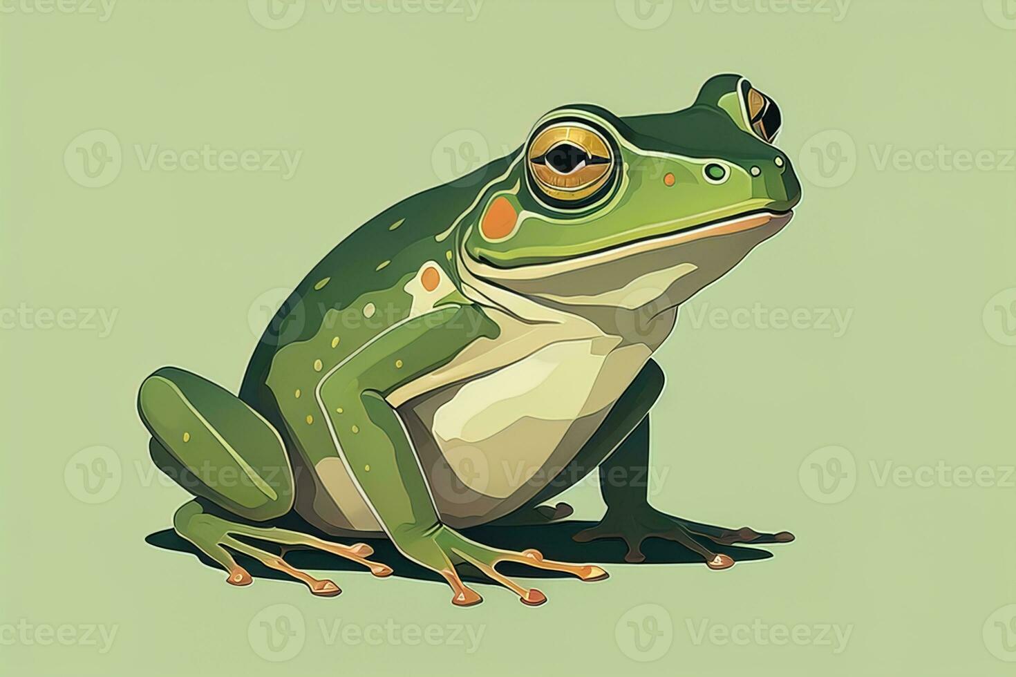 Frog on a green background. Vector illustration of a frog. ai generative photo
