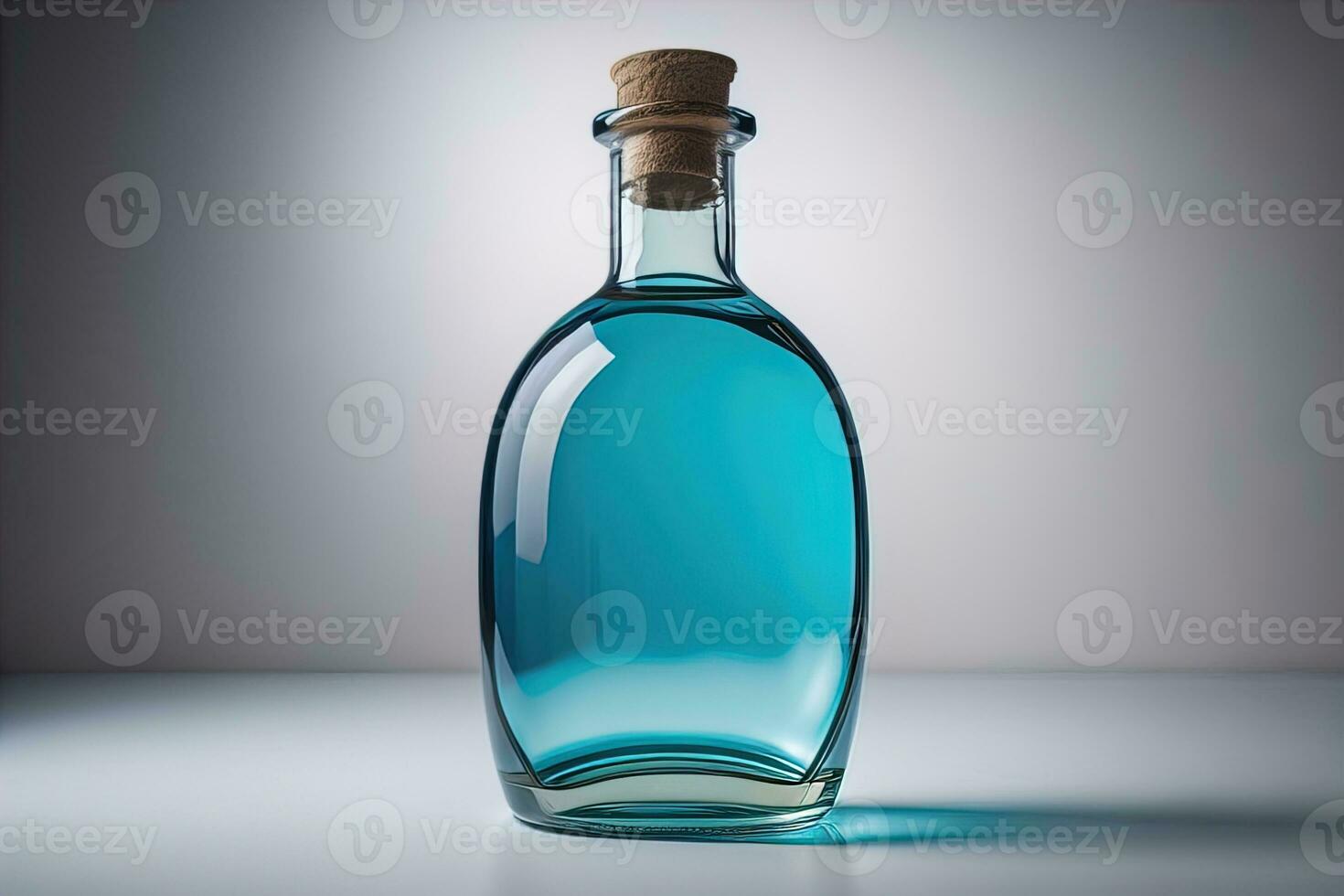 Bottle with a liquid on a solid color background. ai generative photo