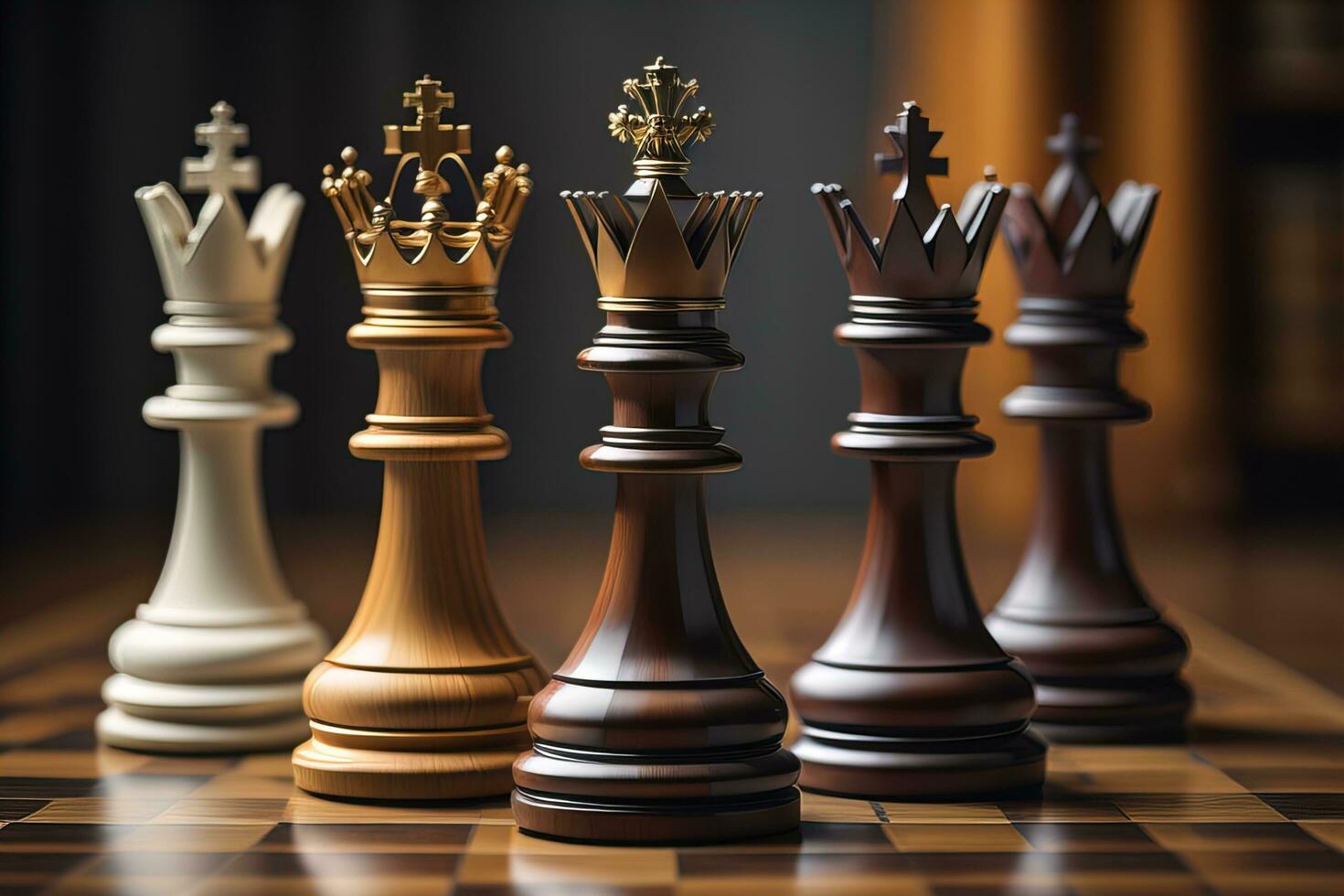Different chess piece on a solid color background. ai generative photo