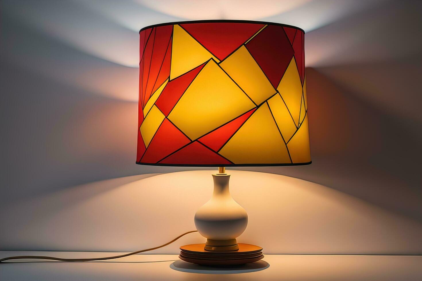 decorative table lamp on solid color background. ai generative photo
